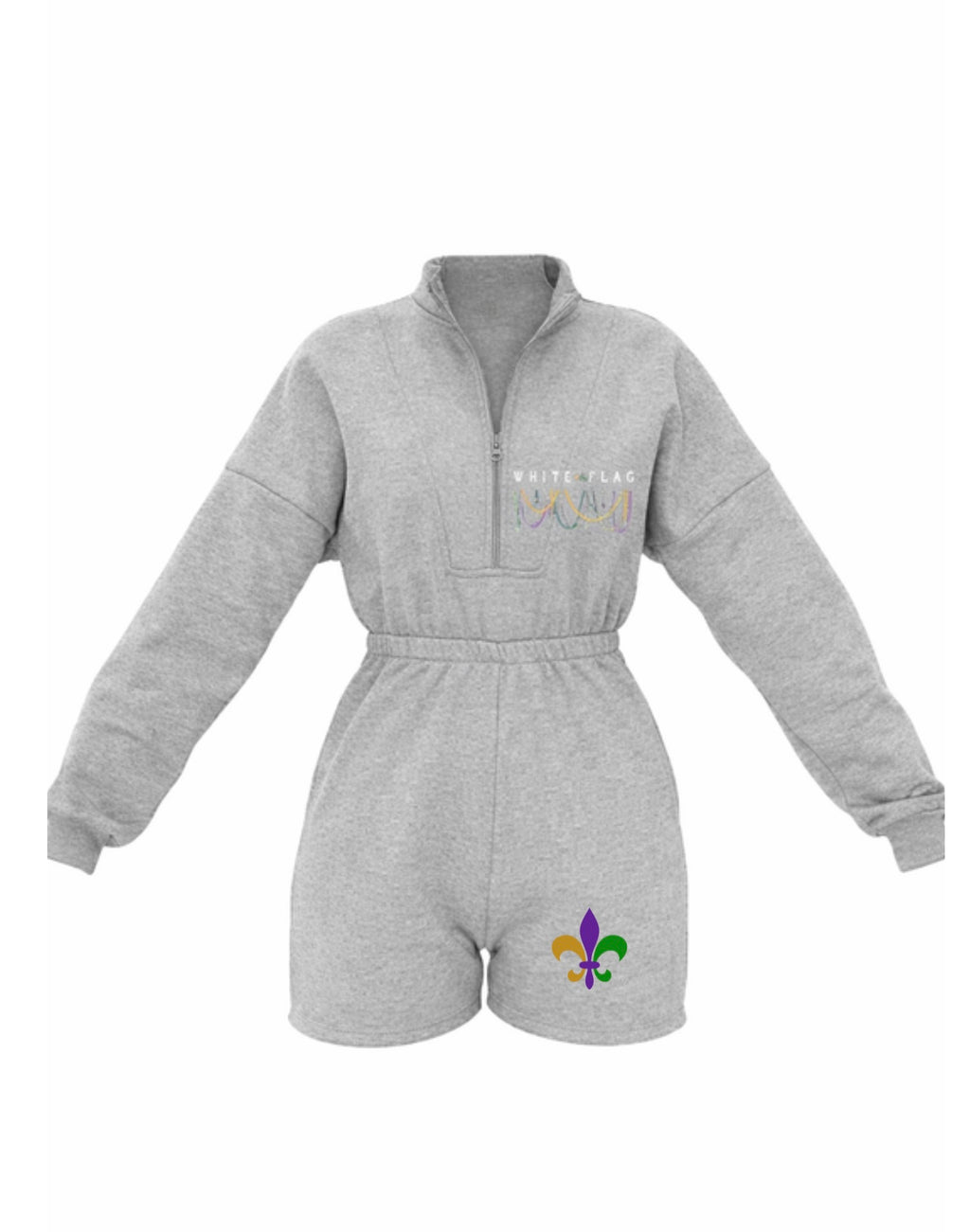 Mardi Gras Romper | Heather Grey